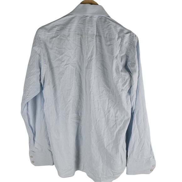 Hugo Boss Long Sleeve Button Up Dress Shirt Striped Blue Size 15.5 - Picture 4 of 5